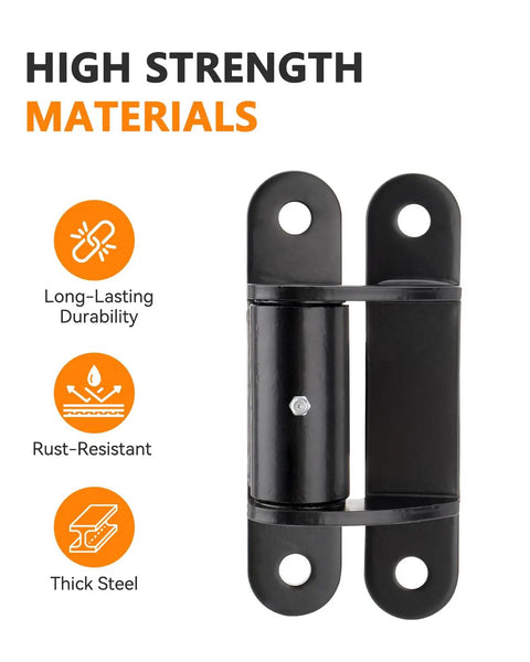 Built Tough 7 Inch Gate Hinge 4 Pack With Bolt-On Or Weld-On Installation, 180 Degree Swing, Extended Hinges For Heavy Duty Outdoor Gates, Weatherproof Construction, Corrosion Resistant, Self-Lubricating Pins, thick steel