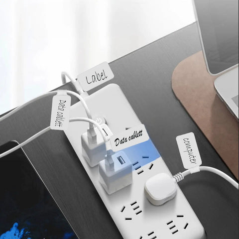 Pro Grade Cable Label Kit With Reusable Hook And Loop Ties, No Fuss 60 Piece Set Including 30 Cable Labels on power cords