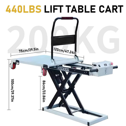 Rock Solid Electric Hydraulic Lift Table Cart Equipped With 660 Pounds Heavy Lifting Capacity And 39 Inch Quick Scissor Raise For Seamless Portable Flatbed Hauling