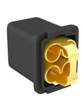 Close-up of Jcase fuse from 36 Piece Jcase Fuse Box Kit For Cars with high profile design and yellow contacts
