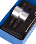 Dual Head 160A Metal Nibbler Drill Attachment with 360 degree rotating heads in blue box, alloy steel, 6.35mm hex shank
