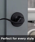 Tustin Interior Passage Door Handle Lever For Closet And Hallway Doors, Reversible Non Locking Matte Black with Microban