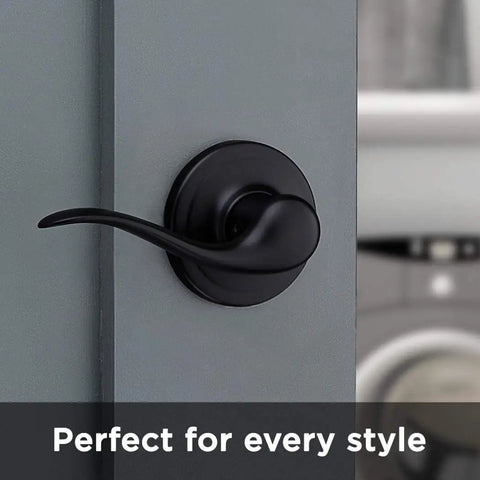 Tustin Interior Passage Door Handle Lever For Closet And Hallway Doors, Reversible Non Locking Matte Black with Microban