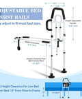 Easy Access Bed Rail For Seniors With No Slip Ergonomic Handle And Storage Pocket, adjustable height and width measurements