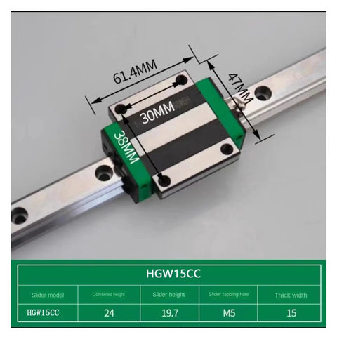 Heavy Duty Linear Motion Guide Slider Kit Featuring Four Hgw15Cc Blocks and Two Hgr15 Square Rails 550Mm Long, dimensions labeled.