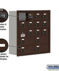 Recessed Cell Phone Locker Featuring Fifteen Spacious Compartments And Foolproof Resettable Combo Locks Built To Safely Stash Your Tech In Durable Bronze Finish For Everyday Hustle with clear card holder.