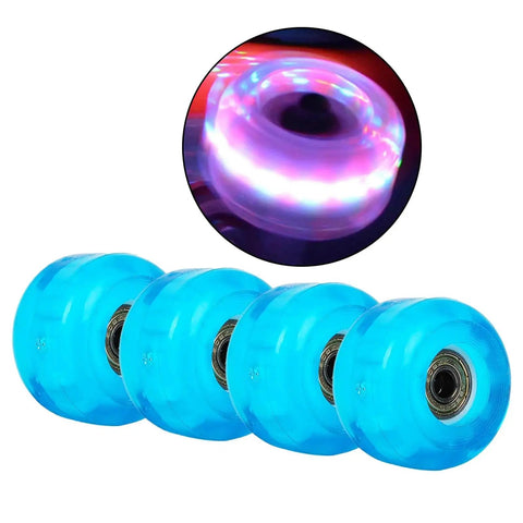 Light Up Roller Skate Wheels 4 Pack That Glow At Night 82A Hardness Blue For Quad Skates And Longboards Premium Skateboard Wheels