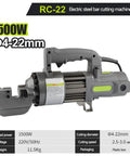 Electric Hydraulic Rebar Cutter For Steel Bars Fast Cutting Machine Cuts Four To Twenty Two Milli Meters Effortlessly with 1500W power.