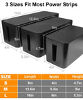 Three Pack Cable Management Box For Desk Large Medium Small Cord Organizer To Hide Power Strips And Wires Under TV And Computer