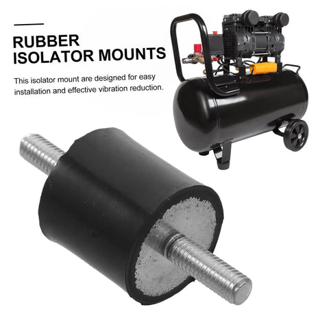 4 Piece Rubber Mounts Vibration Pads For Fitness Equipment, Heavy Duty Shock Absorber Holders, Quiet Vibration Isolators For Home Gym Machines, Bikes, Air Compressors, black threaded mount