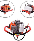 72cc Gas Powered Post Hole Digger With Earth Auger And 3 Drill Bits 4 Inch 8 Inch 12 Inch Plus 2 Extension Rods For Farm Garden Yard Posts Fence Poles Easy Setup