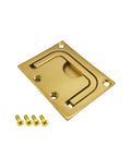 316 Stainless Steel Flush Pull Ring Handle in Gold Finish with screws, recessed door pull for cabinets and marine use, 76x57mm, rust resistant