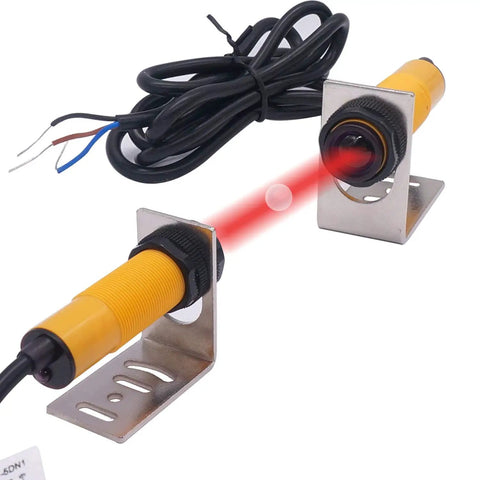 1 Pair M18 Photoelectric Sensor Infrared Through Beam Reflection Optical Switch NPN NO 6-36VDC Proximity Sensor With Mounting Bracket