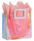 8.3 Inch Holographic Gift Bag With Coral Tissue Paper Reusable Small Tote For Birthdays Bridesmaids Weddings Girls And Women Iridescent Party Favor Pack Of 1 Size Small Party Ready