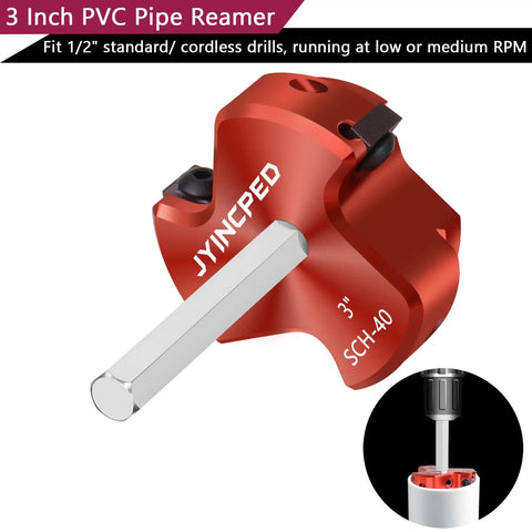 3 Inch PVC Pipe Reamer With Triple Blade For Faster Cutting Power Fitting Saver Socket Pro Grade Plumbing Tool For Schedule 40 CPVC ABS Hubs Fits Standard One Half Inch Drills