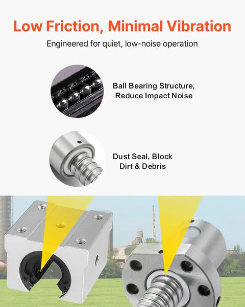 All-In-One Pro-Grade Linear Guide Rail Kit SBR20 300/600/1000 Mm With RM1605 350/650/1050 Mm C7 Ballscrews BK BF12 supports shown with ball bearing and dust seal