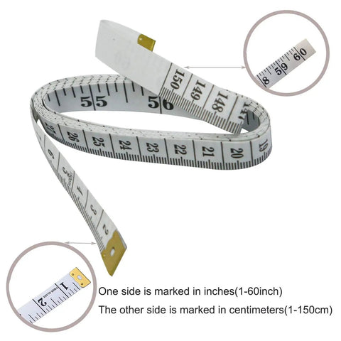 Soft Tape Measure With Dual Scale 60 Inch Vinyl Ruler For Sewing Tailor And Body Measurements, 0 To 60 Inches And 0 To 150 Centimeters