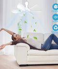 USB Powered Mini Ceiling Fan With Six Blades Quiet DC 5V USB Hanging Fans For Indoor Outdoor Use In RV Dorm Bedroom Camping Tent Travel Cubicle White Compact