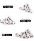 510Pcs M3 M4 M5 Stainless Steel Hex Socket Head Cap Bolts Screws Nuts Set In 304 Stainless Steel For DIY Projects Home Repairs Machinery And Automotive Use Assortment Kit