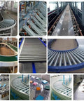 Commercial Stainless Steel Conveyor Rollers Two Pack Spring Loaded Gravity Bearings in various shop table setups.