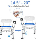 Built To Last Heavy Duty Shower Chair With Arms Inside Shower, 550 lb Capacity, adjustable height with reinforced cross bar