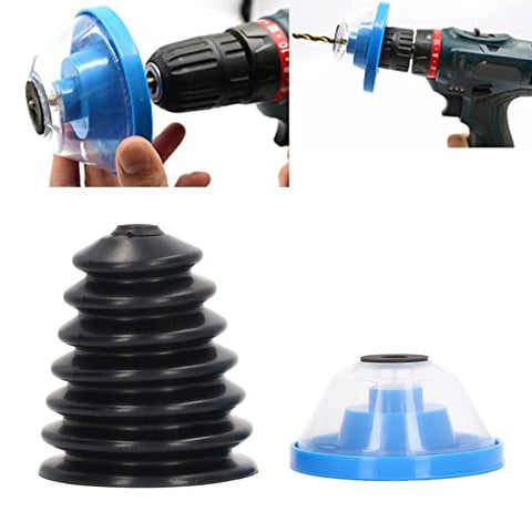 Gotta Keep Your Job Site Clean With This Heavy Duty Electric Hammer Dust Cover And Drywall Dust Collector Made From Rugged Abs Plastic To Snag All That Pesky Dust Before It Creates A Huge Mess For Power Tool Crews. Blue and black dust cover attachments for handheld drills and masonry tools.