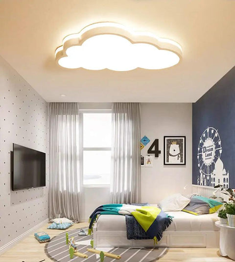 Cloud Shape LED Ceiling Light For Kids Room Acrylic Flush Mount Chandelier With Remote Dimmable Large 25.5 Inch