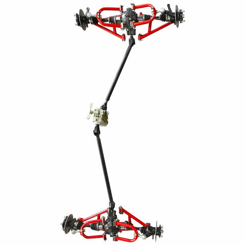 Complete 4WD Go Kart Transmission Kit With CV Axles Differential Reverse Gearbox Swing Arms Hubs for ATV UTV Quad Buggy 4 Wheelers