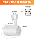 Dimensional diagram of LED Track Lighting Heads For J Track System Dimmable Ceiling Fixtures For Wall Art 12W 800LM CRI90 3000K