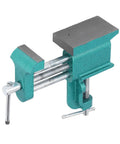 Heavy Duty Iron Bench Vise With Wide Jaw Clamps For Rock Solid Woodworking And Metalworking Holddown Tool showing a serrated jaw design.