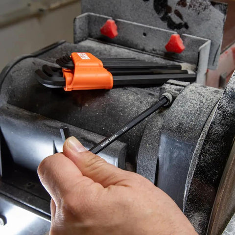 Heavy Duty 22 Piece Long Hex Key Set SAE And Metric Heat Treated L Style Allen Wrenches in use on machinery