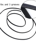 Heavy Duty Dryer Drum Drive Belt For GE And Hotpoint Dryers With 4 Ribs And 3 Grooves, Tough As Nails Rubber Replacement shown in close-up.