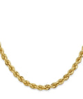 Fly 14K Yellow Gold 5MM Thick Rope Chain Necklace 20 Inches Long showing a twisted rope pattern made from solid gold.