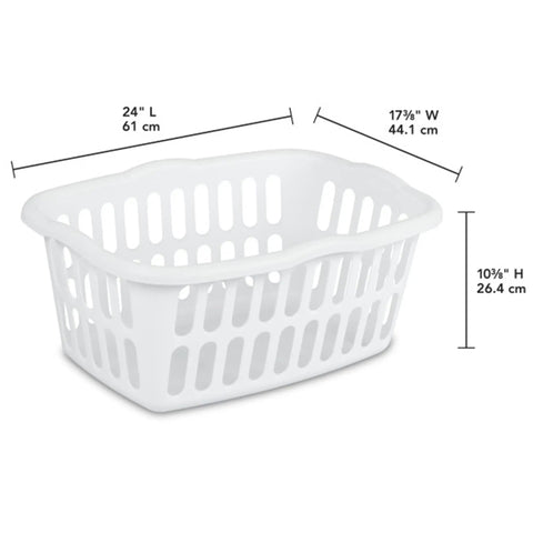12 Pack Rectangular Laundry Basket With Handles, Heavy Duty Plastic Hamper, 1.5 Bushel Capacity, White BPA Free Snag Proof Interior
