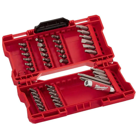 42 Piece Pro Grade Driver Bit Set With Magnetic Drive Guide And Forged Tips For Long Lasting Durability Includes A Wide Assortment Of Phillips Slotted Torx And Hex Bits Perfect For Home DIY Projects And Everyday Use in red case