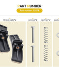 One Pair Replacement Brake Pads Kit For Indoor Bikes Compatible With IC Elite IC Pro DX900 Evolution Series Includes Felt Pads Screws And Springs Quiet Smooth Ride Easy Install shown with parts including brake pads, screws, springs, and gaskets.