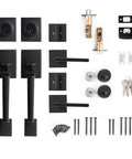 Matte Black Entry Door Lock Set With Deadbolt And Straight Handle, Easy Install Double Door Handleset For Front Doors