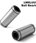 Rig Ready 4 Pack LM6LUU Linear Ball Bearings With 6mm Bore Nickel Finished design showing smooth cylindrical shape and sealed ends.