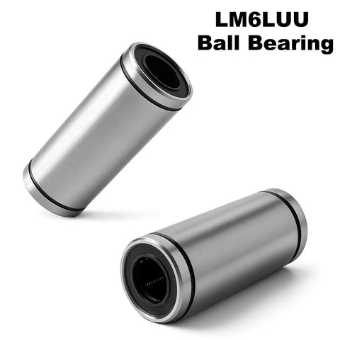 Rig Ready 4 Pack LM6LUU Linear Ball Bearings With 6mm Bore Nickel Finished design showing smooth cylindrical shape and sealed ends.