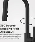 Matte Black 1 Handle Pull Down Kitchen Faucet With MagnePfit Magnetic Dock Three Setting Spray Head High Arc Swivel Spout