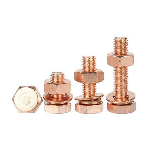 Heavy Duty External Hex Head Bolts And Nuts Kit With Flat And Spring Washers Stainless Steel 304 Indoor Outdoor Use Built To Last Easy Install And Smooth Threading 2pc, copper finish