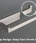 Self Adhesive Hand Towel Holder No Drilling Stainless Steel 9 Inch Brushed Nickel Towel Bar Rack with anti-drop design