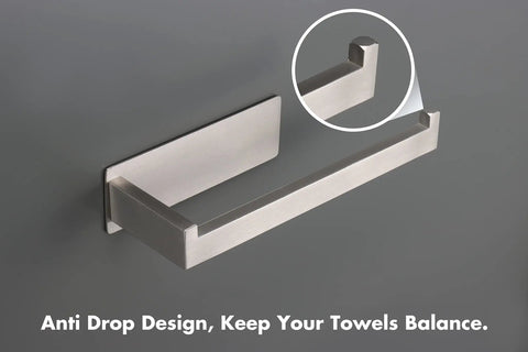 Self Adhesive Hand Towel Holder No Drilling Stainless Steel 9 Inch Brushed Nickel Towel Bar Rack with anti-drop design