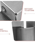 Close-up of Invisible Concealed Cabinet Door Hinges showing sturdy steel construction, labeled 'Not Easy to Deform' and 'Easy to Install'