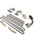 Dope 12 Piece Timing Chain Kit For Audi A6 A7 A8 Fits 2.5L FSI V6 Engine Clx Cvb Cpa Models Heavy Duty Alloy Build With Top Tier Durability And Long Lifespan To Keep Your Ride Crisp And Running Smooth Without Any Hassle. 12-piece alloy timing chain kit laid out on white background
