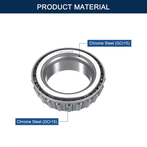Pre Lubed Tapered Roller Bearing Cone And Cup Set For 1.378 In Bore And 2.4409 In OD Chrome Steel ABEC 3, highlighting chrome steel material