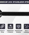 Dead Nuts Tight M5 X 8mm Black Stainless Steel Security Screws 100 Pack With T25 Torx Bit Countersunk Anti Theft Bolts, showcasing premium corrosion-resistant material.
