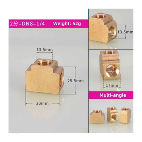 Killer Three Way Brass Pipe Adapter Coupler Connects Pneumatic Hydraulic Pressure Lines with 1/8 1/4 3/8 Thread Sizes Easy Install for Pro Shops and Garage Makers Who Want Sweet Results Without Messes This Fitting Is Legit High Quality Brass No BS. brass three-way adapter, 1/4 thread, 30mm x 25.5mm