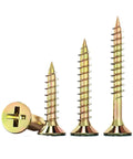 Heavy Duty Cross Flat Head Wood Screws Made From Galvanized Carbon Steel For M3 To M6, showcasing sizes and cross head design.