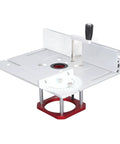 Router Lift Base Kit For Precision Woodworking, Aluminum Table Insert Plate With 0-54mm Height Adjustment, Easy Clamping, Pro Grade Durable Alloy Build For Small Trim Routers And DIY Workshops. Aluminum router lift base kit with fence and crank